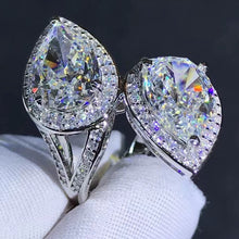 Load image into Gallery viewer, 8 CTW Pear cut Moissanite Ring Rare Size K-M Colorless VVS