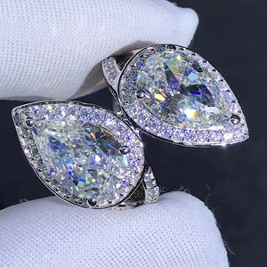 8 CTW Pear cut Rare Size K-M Colorless VVS Simulated Moissanite Rings