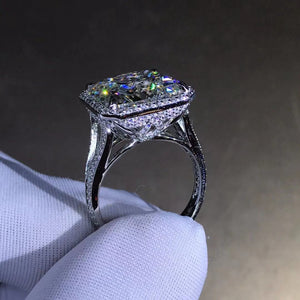 12 Carat Square Radiant Cut Moissanite Ring Rare K-M Colorless VVS