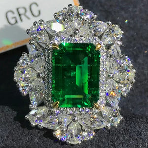 3.70 Carat Emerald Cut Lab Made Emerald with Durable 9K Gold