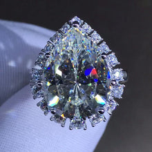 Load image into Gallery viewer, 10 Carat Pear Cut Moissanite Ring Stunning D Color VVS