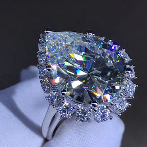 10 Carat Pear Cut Moissanite Ring Stunning D Color VVS