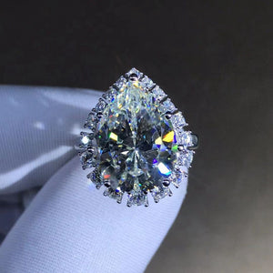 Stunning 10 Carat D Colorless Pear Cut VVS Simulated Moissanite Ring