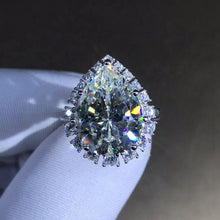 Load image into Gallery viewer, 10 Carat Pear Cut Moissanite Ring Stunning D Color VVS
