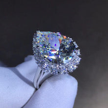 Load image into Gallery viewer, 10 Carat Pear Cut Moissanite Ring Stunning D Color VVS