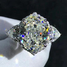 Load image into Gallery viewer, 5 Carat Oval Cut Moissanite Ring Halo Three-stone VVS K-M Colorless