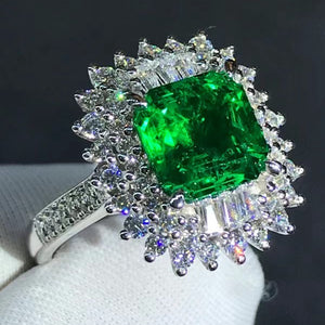 2 Carat Asscher Cut Lab Made Emerald with Durable 9K Gold