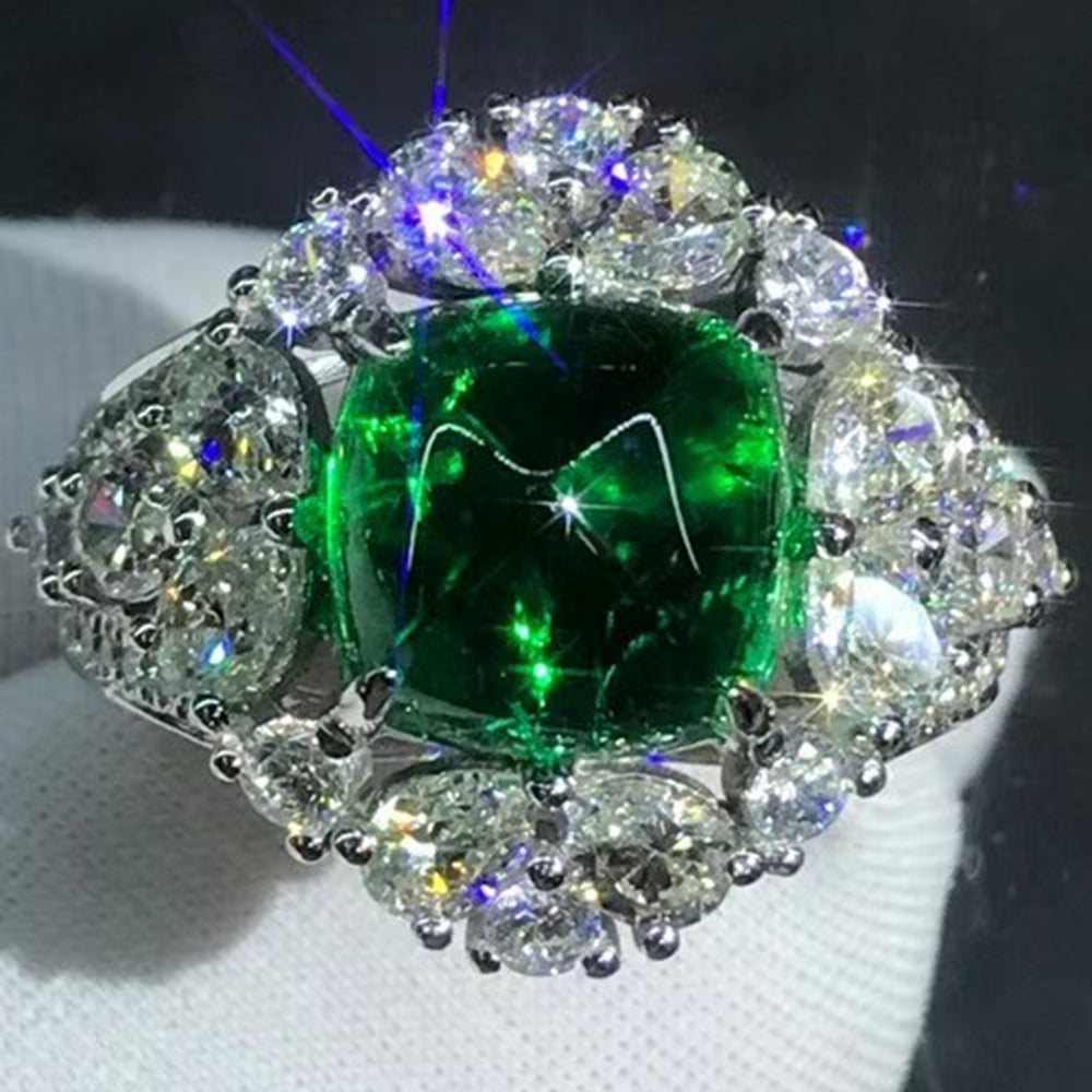 4.1 Carat Dome Cut Lab Made Emerald Ring with Durable 9K Gold