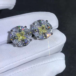 5 Carat Yellow Radiant & Colorless Marquise Halo Simulated Moissanite Stud Earrings