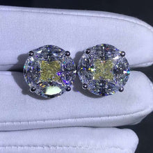 Load image into Gallery viewer, 5 Carat Yellow Radiant &amp; Colorless Marquise Halo Simulated Moissanite Stud Earrings