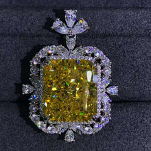 Load image into Gallery viewer, 15 Carat Yellow Radiant Cut Double Halo VVS Simulated Moissanite Necklace
