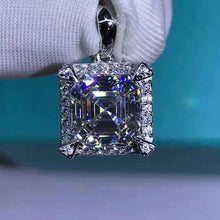 Load image into Gallery viewer, 3 Carat D Colorless Asscher Cut Halo VVS Simulated Moissanite Necklace