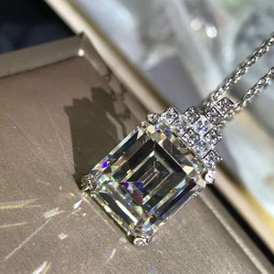 8 Carat Colorless Emerald Cut VVS Simulated Moissanite Necklace