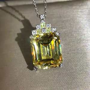 8 Carat Yellow Emerald Cut VVS Simulated Moissanite Necklace