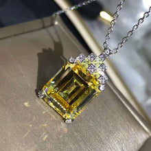 Load image into Gallery viewer, 8 Carat Yellow Emerald Cut VVS Simulated Moissanite Necklace