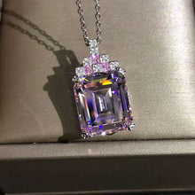 Load image into Gallery viewer, 8 Carat Light Champaign Pink Emerald Cut VVS Simulated Moissanite Necklace