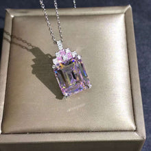 Load image into Gallery viewer, 8 Carat Light Champaign Pink Emerald Cut VVS Simulated Moissanite Necklace