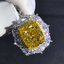Load image into Gallery viewer, 8 Carat Yellow Cushion Cut Double Halo VVS Simulated Moissanite Necklace