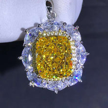 Load image into Gallery viewer, 8 Carat Yellow Cushion Cut Double Halo VVS Simulated Moissanite Necklace