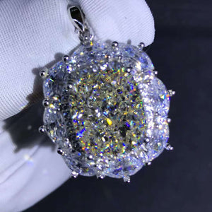 8 Carat Colorless Cushion Cut Double Halo VVS Simulated Moissanite Necklace