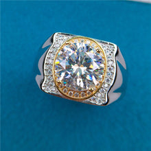 Load image into Gallery viewer, 4 Carat D Colorless Double Halo Round Cut Moissanite Two-tone Men&#39;s Ring