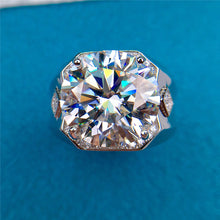 Load image into Gallery viewer, 10 Carat D Colorless Three Stone Round Cut VVS Moissanite Men&#39;s Ring