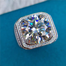 Load image into Gallery viewer, 10 Carat D Colorless Double Halo Round Cut VVS Moissanite Men&#39;s Ring