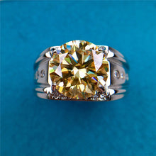Load image into Gallery viewer, 6 Carat Yellow Round Cut VVS Moissanite Seven Stone Men&#39;s Ring