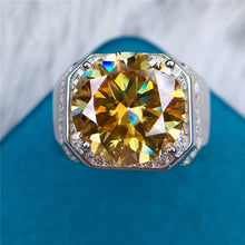Load image into Gallery viewer, 10 Carat Yellow Round Cut Double Halo VVS Moissanite BIG Men&#39;s Ring