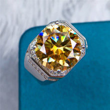 Load image into Gallery viewer, 10 Carat Yellow Round Cut Double Halo VVS Moissanite BIG Men&#39;s Ring