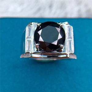 5 Carat Black Color Round Cut VVS Moissanite Men's Ring