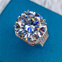 Load image into Gallery viewer, 10 Carat Pave D Colorless Double Prong Round Cut VVS Moissanite Men&#39;s Ring