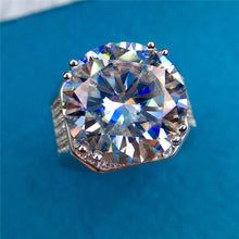 Load image into Gallery viewer, 10 Carat Pave D Colorless Double Prong Round Cut VVS Moissanite Men&#39;s Ring