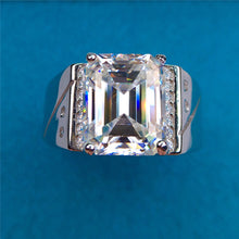 Load image into Gallery viewer, 5 Carat D Colorless Emerald Cut Hidden Halo VVS Moissanite Men&#39;s Ring