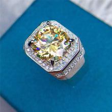 Load image into Gallery viewer, 5 Carat Yellow Halo Round Cut VVS Moissanite Big Men&#39;s Ring