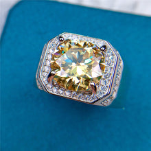 Load image into Gallery viewer, 5 Carat Yellow Halo Round Cut VVS Moissanite Big Men&#39;s Ring
