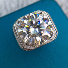 Load image into Gallery viewer, 13 Carat D Colorless Double Halo Round Cut Moissanite Wide Men&#39;s Ring