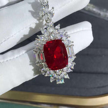 Load image into Gallery viewer, 10 Carat Colorless Cushion Cut VVS Simulated red Ruby Necklace