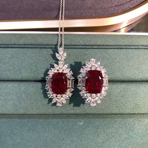 10 Carat Colorless Cushion Cut VVS Simulated red Ruby Necklace