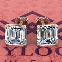 Load image into Gallery viewer, 2.5 CT x2 Asscher Cut Stud D Color Basket Moissanite Earrings
