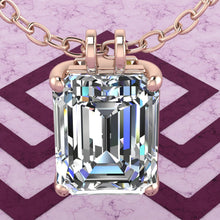 Load image into Gallery viewer, 8.5 CT Medium Emerald Cut Solitaire Basket Moissanite Necklace D Color