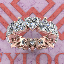 Load image into Gallery viewer, 17 CTW Heart Cut Eternity Bands D Color Basket Moissanite Ring