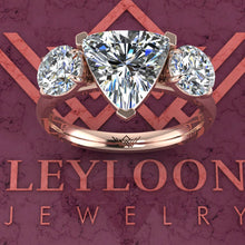 Load image into Gallery viewer, 4.2 CTW Trilliant Cut Three-Stone D Color Basket Moissanite Ring