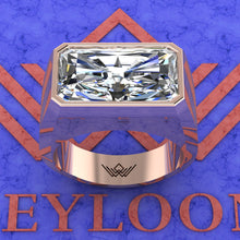Load image into Gallery viewer, 10.5 CT Elongated Radiant Cut Bazel Man&#39;s Moissanite Engagement Ring D Color