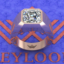 Load image into Gallery viewer, 3.5 CT Ascher Cut Bazel Man&#39;s Moissanite Engagement Ring D Color Active
