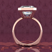 Load image into Gallery viewer, 5 Carat Asscher Cut Bezel Euro Shank Solitaire D Color Moissanite Ring