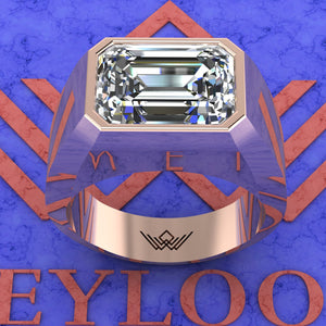 6 CT Medium Emerald Cut Bazel Man's Moissanite Engagement Ring D Color