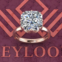 Load image into Gallery viewer, 5 Carat Square Radiant Cut Tulip Set 8 Prong Solitaire Euro Shank D Color Moissanite Ring