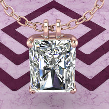 Load image into Gallery viewer, 9 CT Medium Radiant Cut Solitaire Basket Moissanite Necklace D Color