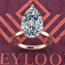 Load image into Gallery viewer, 7 Carat Pear Cut 5 Prong Solitaire Euro Shank D Color Basket Moissanite Ring